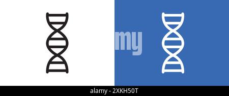 Contour de vecteur de signe de logo d'icône d'ADN en couleur noire et blanche Illustration de Vecteur