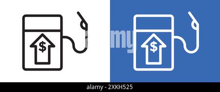 Contour vectoriel de signe d'icône d'augmentation du prix du carburant en noir et blanc Illustration de Vecteur