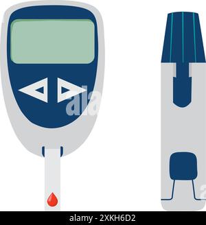Compteurs médicaux de glycémie sur fond blanc Illustration de Vecteur
