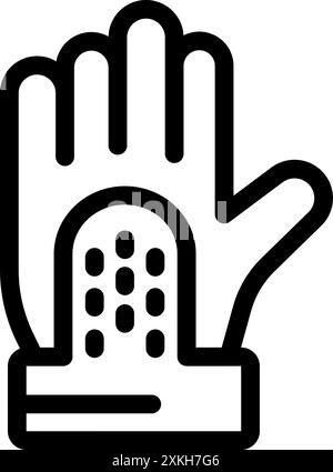 Icône de ligne d'un gant de travail protégeant une main avec des points en caoutchouc antidérapants pour une meilleure adhérence Illustration de Vecteur