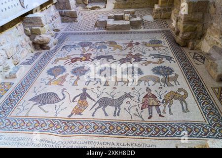 Carte de Madaba, carte mosaïque de l'ère byzantine du monde, 542-70 EC, église de tous George, Madaba, Jordanie Banque D'Images