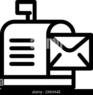 Illustration d'icône simple représentant une boîte aux lettres traditionnelle recevant du courrier Illustration de Vecteur