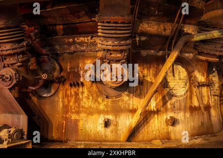 Vue des anciens fours de fusion de l'usine sidérurgique de Völklingen près de Saarbrücken, Allemagne Banque D'Images