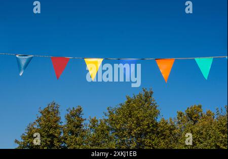 Triangle coloré bunting drapeaux de différentes couleurs comme concep festival Banque D'Images