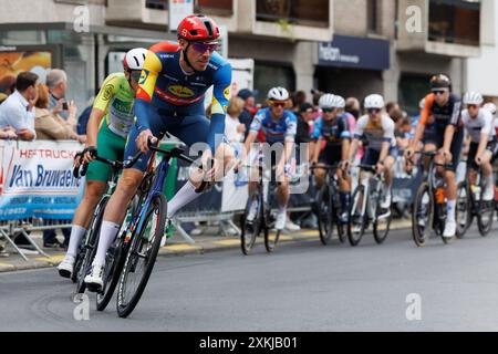 Roeselare, Belgique. 23 juillet 2024. Tim Declercq belge de Lidl-Trek en action lors de l'épreuve cycliste 'Natourcritium Roeselare', mardi 23 juillet 2024 à Roeselare. Les « critériums » traditionnels sont des vitrines locales pour lesquelles sont invités principalement les cyclistes qui ont parcouru le Tour de France. BELGA PHOTO KURT DESPLENTER crédit : Belga News Agency/Alamy Live News Banque D'Images