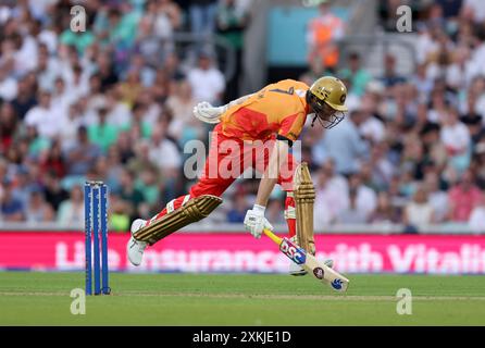 Tom Helm de Birmingham Phoenix battant lors du match des cent hommes au Kia Oval de Londres. Date de la photo : mardi 23 juillet 2024. Banque D'Images