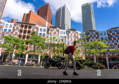 Muzenplein Square, quartier résidentiel dans le centre-ville près de la gare centrale, Skyline, dans le centre-ville de la Haye, pays-Bas, Banque D'Images