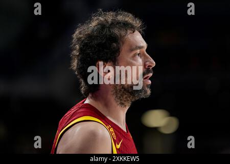 Sergio Llull d'Espagne vu lors du match amical de Basketball International entre l'Espagne et Porto Rico au Wizink Center le 23 juillet 2024 à Madrid, en Espagne. Banque D'Images