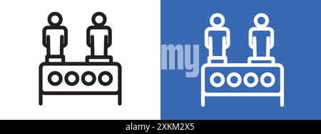 Contour de vecteur de signe de logo d'icône de ligne d'assemblage en couleur noire et blanche Illustration de Vecteur