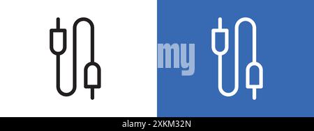 Contour vectoriel de signe d'icône de câble auxiliaire en noir et blanc Illustration de Vecteur