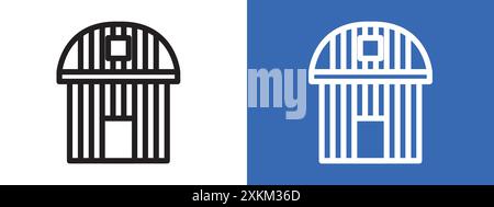 contour de vecteur de signe de logo d'icône de ferme de grange en couleur noire et blanche Illustration de Vecteur