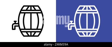 Baril de contour de vecteur de signe d'icône de bière en noir et blanc Illustration de Vecteur