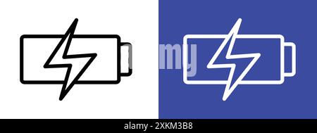 contour de vecteur de signe de logo d'icône de batterie en noir et blanc Illustration de Vecteur