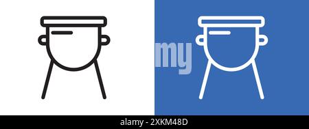 contour de vecteur de signe de logo d'icône de brazier en couleur noire et blanche Illustration de Vecteur