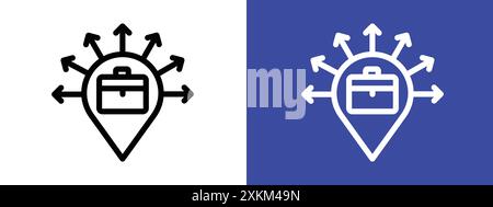 Contour de vecteur de signe de logo d'icône d'expansion d'entreprise en couleur noir et blanc Illustration de Vecteur