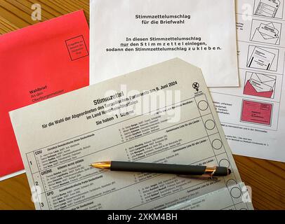 21.05.2024, Allemagne, Rhénanie-du-Nord-Westphalie, - Europe - bulletin de vote pour l'élection des députés européens du 9 juin 2024 dans les statistiques Banque D'Images