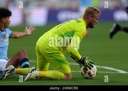 Chapel Hill, Caroline du Nord, États-Unis. 23 juillet 2024. Le gardien de but celtique Kasper Schmeichel (1) lors du match FC Series entre Manchester City et le Celtic au Kenan Memorial Stadium à Chapel Hill, Caroline du Nord. Greg Atkins/CSM/Alamy Live News Banque D'Images