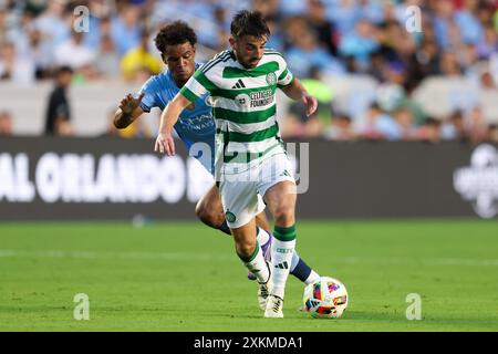 Chapel Hill, Caroline du Nord, États-Unis. 23 juillet 2024. Le milieu celtique Nicolas KŸhn (10 ans) lors du match FC Series entre Manchester City et le Celtic au Kenan Memorial Stadium de Chapel Hill, Caroline du Nord. Greg Atkins/CSM/Alamy Live News Banque D'Images
