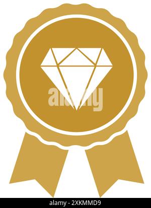 Icône d'or premium avec diamant, emblème premium vectoriel isolé sur fond blanc, illustration de conception plate d'affaires. Illustration de Vecteur
