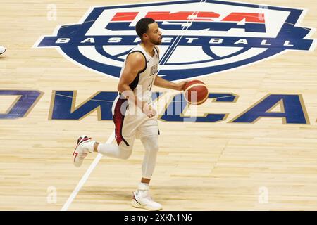 Londres, Royaume Uni. 22 juillet 2024. Stephen Curry des États-Unis lors du match amical international de basket-ball entre les États-Unis et l'Allemagne le 22 juillet 2024 à O2 Arena à Londres, Angleterre - photo Laurent Lairys/DPPI crédit : DPPI Media/Alamy Live News Banque D'Images