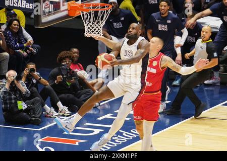 Londres, Royaume Uni. 22 juillet 2024. LeBron James des États-Unis lors du match amical international de basket-ball entre les États-Unis et l'Allemagne le 22 juillet 2024 à O2 Arena à Londres, Angleterre - photo Laurent Lairys/DPPI crédit : DPPI Media/Alamy Live News Banque D'Images