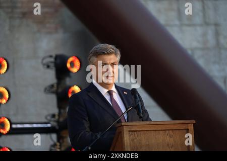 Rouille, Deutschland 19. Juillet 2024 : Kroatisches Sommerfest im Europa Park Rust - 2024 Im Bild : Regierungschef Andrej Plenkovic Kroatien Europa Park Baden Württemberg *** Rust, Allemagne 19 juillet 2024 fête d'été croate à Europa Park Rust 2024 photo Copyright : xFotostandx/xHettichx Banque D'Images