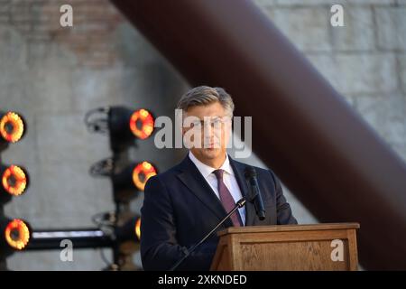 Rouille, Deutschland 19. Juillet 2024 : Kroatisches Sommerfest im Europa Park Rust - 2024 Im Bild : Regierungschef Andrej Plenkovic Kroatien Europa Park Baden Württemberg *** Rust, Allemagne 19 juillet 2024 fête d'été croate à Europa Park Rust 2024 photo Copyright : xFotostandx/xHettichx Banque D'Images