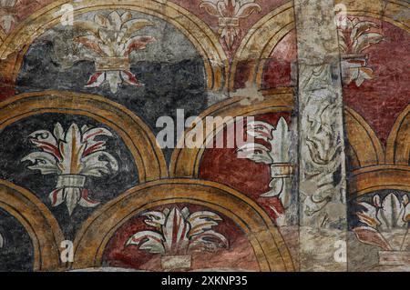 Façade peinte d'un palais Renaissance, le Palazzo Alberti-Colico, à trente, Trentin-Haut-Adige, Italie. Banque D'Images