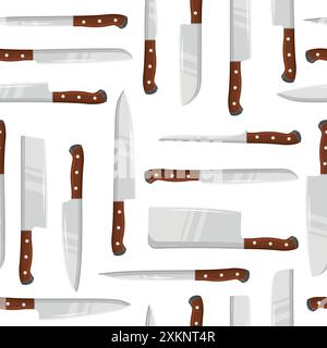 Motif vectoriel avec couteaux de cuisine Illustration de Vecteur