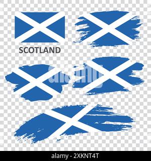 Un ensemble de drapeaux d'Écosse peints au pinceau à la main Illustration de Vecteur