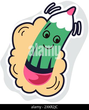 Illustration d'un crayon vert de dessin animé Illustration de Vecteur