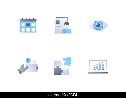 Affaires et travail - ensemble d'icônes de style design plat Illustration de Vecteur