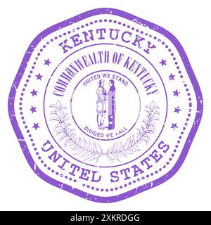 Timbre de l'état du Kentucky avec sceau, timbre de voyage USA, cachet postal minable du Kentucky, vecteur Illustration de Vecteur