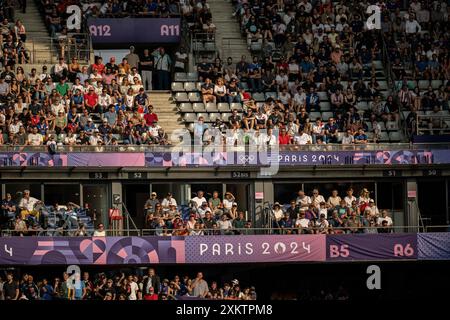 Paris, France. 24 juillet 2024. Match DE RUGBY à sept : vue d'ensemble du stade de France lors des Jeux Olympiques d'été de 2024, Paris 2024, Paris, France le 24 juillet 2024. Photo par Eliot Blondet/ABACAPRESS. COM Credit : Abaca Press/Alamy Live News Banque D'Images