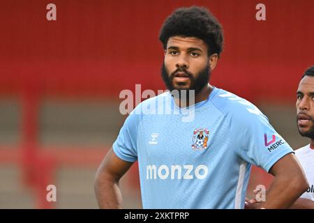 Appere (9 Stevenage) regarde lors du match amical de pré-saison entre Stevenage et Coventry City au stade Lamex, Stevenage le mardi 23 juillet 2024. (Photo : Kevin Hodgson | mi News) crédit : MI News & Sport /Alamy Live News Banque D'Images