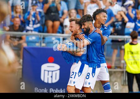 Dino Hotic célèbre après avoir marqué un but lors du match PKO BP Ekstraklasa entre les équipes de Lech Poznan et Gornik Zabrze au stade Enea, Poznan, Pola Banque D'Images