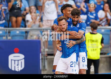 Dino Hotic célèbre après avoir marqué un but lors du match PKO BP Ekstraklasa entre les équipes de Lech Poznan et Gornik Zabrze au stade Enea, Poznan, Pola Banque D'Images