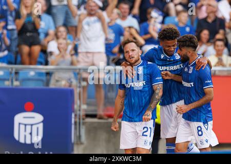 Dino Hotic célèbre après avoir marqué un but lors du match PKO BP Ekstraklasa entre les équipes de Lech Poznan et Gornik Zabrze au stade Enea, Poznan, Pola Banque D'Images