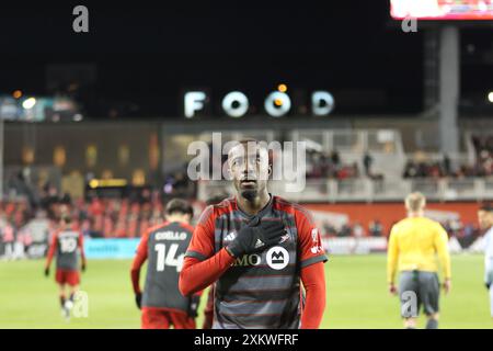 Toronto (Ontario), le 3 mars 2024, Prince Owusu #99 célèbre son but au match de soccer de la Ligue majeure entre Toronto FC vs Atlanta United au BMO Field Banque D'Images