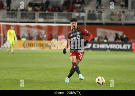 Toronto (Ontario), le 3 mars 2024, Jonathan Osori0 #21 en action au match de soccer de la Ligue majeure entre Toronto FC vs Atlanta United au BMO Field. Banque D'Images