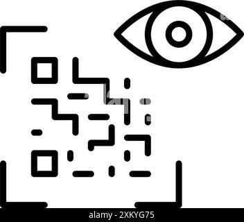 Lecture de code QR et symbole de l'œil. Authentification numérique, vérification de code. Icône vectorielle Pixel Perfect Illustration de Vecteur