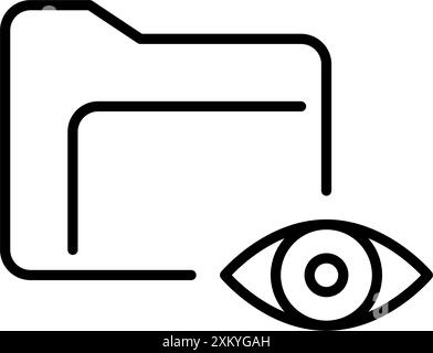 Plieuse et oeil. Examen des dossiers, statistiques des documents. Icône vectorielle Pixel Perfect Illustration de Vecteur