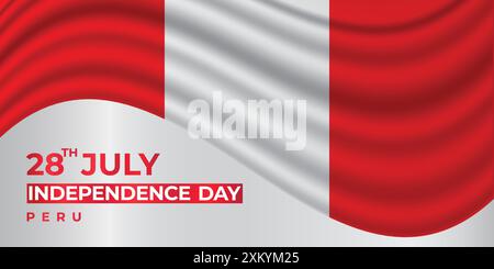 Pérou Happy Independence Day Celebration le 28 juillet illustration vectorielle. Fond de fête nationale du Pérou pour les médias sociaux post, bannière, affiche, Illustration de Vecteur