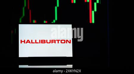 Garham, Allemagne. 24 juillet 2024. Dans cette illustration photo, le logo Halliburton Company est affiché sur une tablette. Crédit : SOPA images Limited/Alamy Live News Banque D'Images