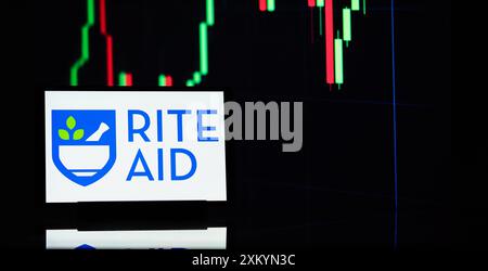 Garham, Allemagne. 24 juillet 2024. Dans cette illustration photo, le logo de Rite Aid Corporation est affiché sur une tablette. Crédit : SOPA images Limited/Alamy Live News Banque D'Images