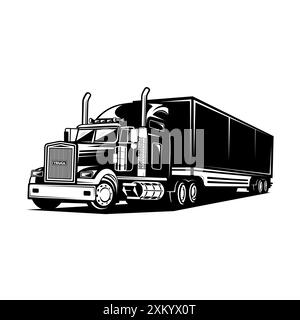 Semi-camion Big Rig 18 roues trailer art Illustration de Vecteur