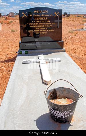 Tombe dans le cimetière Boot Hill de Coober Pedy Banque D'Images