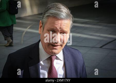 Sir Keir Starmer, QC, député, chef du Parti travailliste britannique, interviewé à Londres Banque D'Images