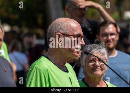 Barcelone, Espagne. 25 juillet 2024. Les organisations indépendantistes présentent la manifestation du 11 septembre de Diada, qu’elles entendent être massives malgré la démobilisation du mouvement indépendantiste catalan. Las entidades indépendantistas presentan la manifestación de la Diada del 11 de septiembre, que pretenden que Sea masiva a pesar de la desmovilización del movimiento indépendentista Catalán. Sur la photo : lluis llach News Politics -Barcelone, Espagne jeudi 25 juillet 2024 (photo par Eric Renom/LaPresse) crédit : LaPresse/Alamy Live News Banque D'Images