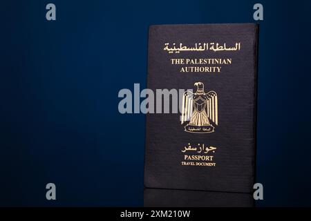 Gaziantep, Turkiye. 20 juillet 2024. Le passeport et le document de voyage de l'Autorité palestinienne. Palestiniens résidant en Cisjordanie et dans la bande de Gaza Banque D'Images